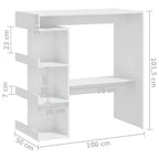 vidaXL Table de Bar Moderne Chic avec Étagère de Rangement - Table de Bistrot Compacte 100x50x102 cm en Bois d'Ingénierie pour Cuisine, Salle à Manger - Blanc