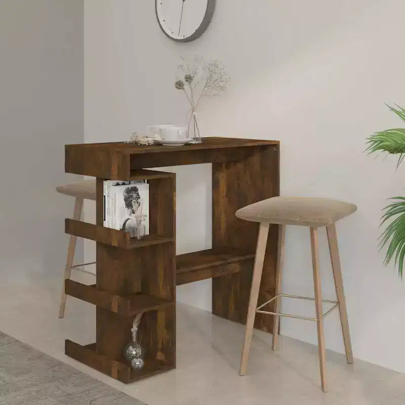 vidaXL Table de bar chêne fumé bois d'ingénierie 100 x 50 x 101,5 cm