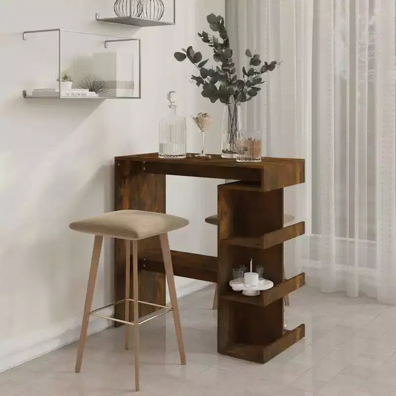 vidaXL Table de bar chêne fumé bois d'ingénierie 100 x 50 x 101,5 cm
