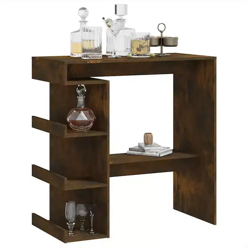 vidaXL Table de bar chêne fumé bois d'ingénierie 100 x 50 x 101,5 cm