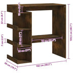 vidaXL Table de bar chêne fumé bois d'ingénierie 100 x 50 x 101,5 cm