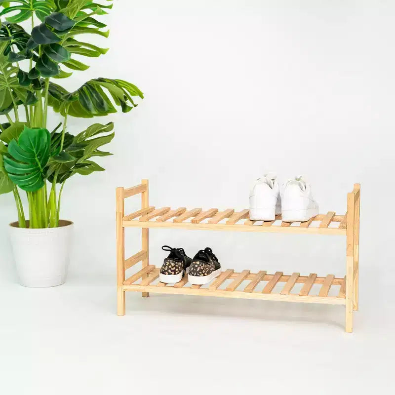 Étagère à Chaussures Empilable en Bois PJ Wood, Organisateur pour Rangement de Placard, Étagères d'Entrée, Meuble à Chaussures Étages, Capacité de 6 Paires, Naturel