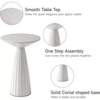 COZAYH Petite table d'appoint ronde Martini avec finition texturée et assemblage rapide pour salons ou chambres, supporte jusqu'à 11,3 kg, blanc