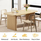 Table de salle à manger minimaliste robuste MAYEERTY, table en bois composite au fini naturel avec patins de protection et assemblage facile