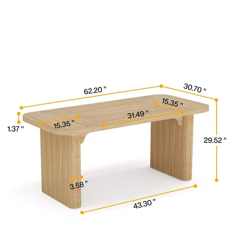 Table de salle à manger minimaliste robuste MAYEERTY, table en bois composite au fini naturel avec patins de protection et assemblage facile