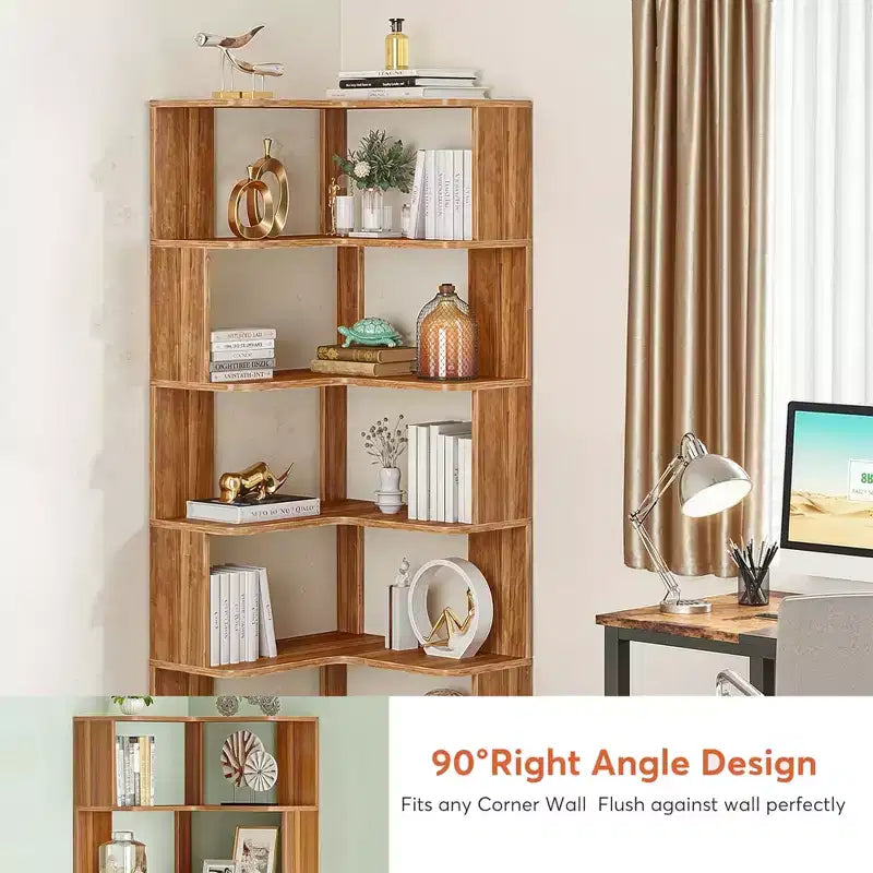 MAYEERTY Étagère d'Angle en L Peu Encombrante, Étagère de Rangement Multifonctionnelle pour Chambre à Coucher et Bureau