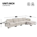 Canapé d'angle modulable 5 places en chenille Merax