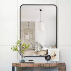 Miroir mural rectangulaire de salle de bain à cadre en métal noir – Élégant et durable