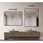 Miroir mural rectangulaire de salle de bain à cadre en métal noir – Élégant et durable