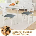 Lot de 2/4 chaises de cuisine pliantes Costway avec structure en bois d'hévéa, assise rembourrée en cuir PVC blanc/marron