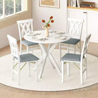 Lot de 2/4 chaises de cuisine pliantes Costway avec structure en bois d'hévéa, assise rembourrée en cuir PVC blanc/marron