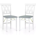 Lot de 2/4 chaises de cuisine pliantes Costway avec structure en bois d'hévéa, assise rembourrée en cuir PVC blanc/marron