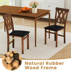 Lot de 2/4 chaises de cuisine pliantes Costway avec structure en bois d'hévéa, assise rembourrée en cuir PVC blanc/marron