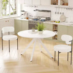 Table à manger de style Mid-Century pour 4-6 personnes, plateau rond en bois de 120 cm et pieds en métal pour cuisine, salle à manger, salon