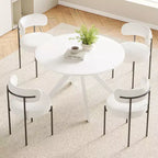 Table à manger de style Mid-Century pour 4-6 personnes, plateau rond en bois de 120 cm et pieds en métal pour cuisine, salle à manger, salon