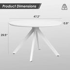 Table à manger de style Mid-Century pour 4-6 personnes, plateau rond en bois de 120 cm et pieds en métal pour cuisine, salle à manger, salon