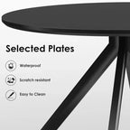 Table à manger de style Mid-Century pour 4-6 personnes, plateau rond en bois de 120 cm et pieds en métal pour cuisine, salle à manger, salon