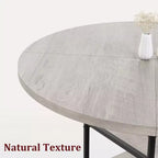 Table à manger ronde de 120 cm pour 4 personnes, Table de cuisine avec étagère de rangement et pieds en métal, Table circulaire pour salon et appartement (Table uniquement)