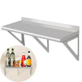 GustoWave Stainless Steel Shelf, Heavy Duty Wall Shelf with Backsplash & Brackets for Kitchens, Restaurants, Bars, Silver
