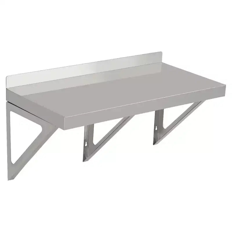 GustoWave Étagère murale en acier inoxydable robuste avec dosseret et supports pour cuisines, restaurants, bars, argent
