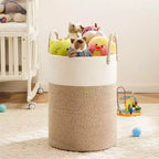 Cheer Collection Grand Panier à Linge en Coton avec Poignées - Panier Tressé Haut pour Vêtements, Jouets, Couvertures