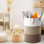 Cheer Collection Grand Panier à Linge en Coton avec Poignées - Panier Tressé Haut pour Vêtements, Jouets, Couvertures