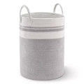 Cheer Collection Large Cotton Rope Laundry Hamper with Handles  Tall Woven Basket for Clothes, Toys, Blankets
