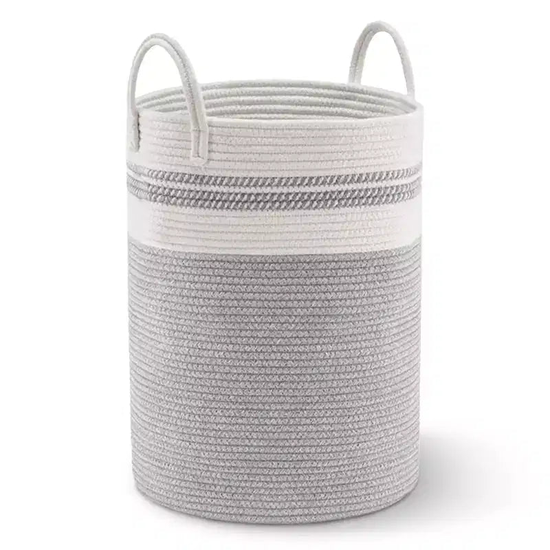 Cheer Collection Large Cotton Rope Laundry Hamper with Handles  Tall Woven Basket for Clothes, Toys, Blankets