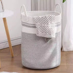 Cheer Collection Grand Panier à Linge en Coton avec Poignées - Panier Tressé Haut pour Vêtements, Jouets, Couvertures