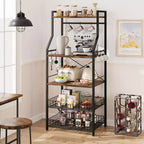 Meuble de micro-ondes rustique, étagère de rangement à 5 niveaux avec pieds réglables et kit anti-basculement, bois composite