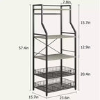 Meuble de micro-ondes rustique, étagère de rangement à 5 niveaux avec pieds réglables et kit anti-basculement, bois composite