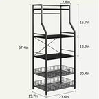 Meuble de micro-ondes rustique, étagère de rangement à 5 niveaux avec pieds réglables et kit anti-basculement, bois composite