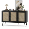 PexFix Sideboard Buffet Cabinet Kitchen Cabinet with 3 Rattan Doors and Adjustable Shelves