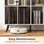 Meuble pour Platine Vinyle Costway avec Station de Recharge Étagères Ouvertes et Compartiments Pieds Surélevés Marron/Blanc