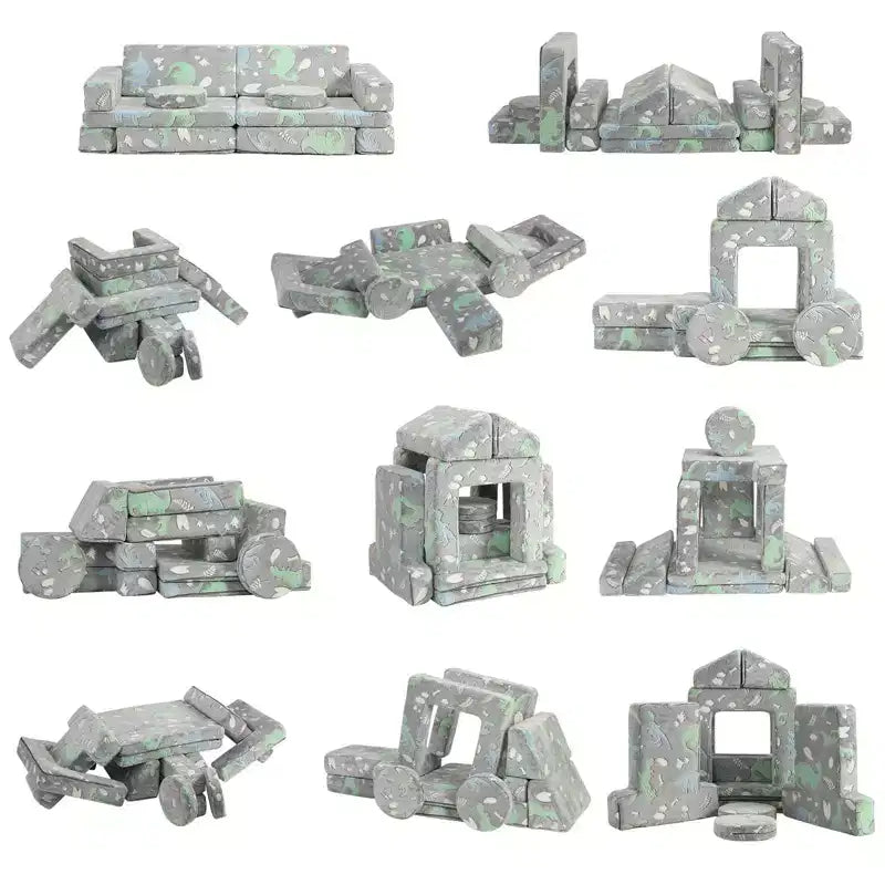 Canapé modulable pour enfants pour salle de jeux, chambre, mobilier imaginatif, canapé pour enfants pour jouer, dormir, pour filles et garçons, gris