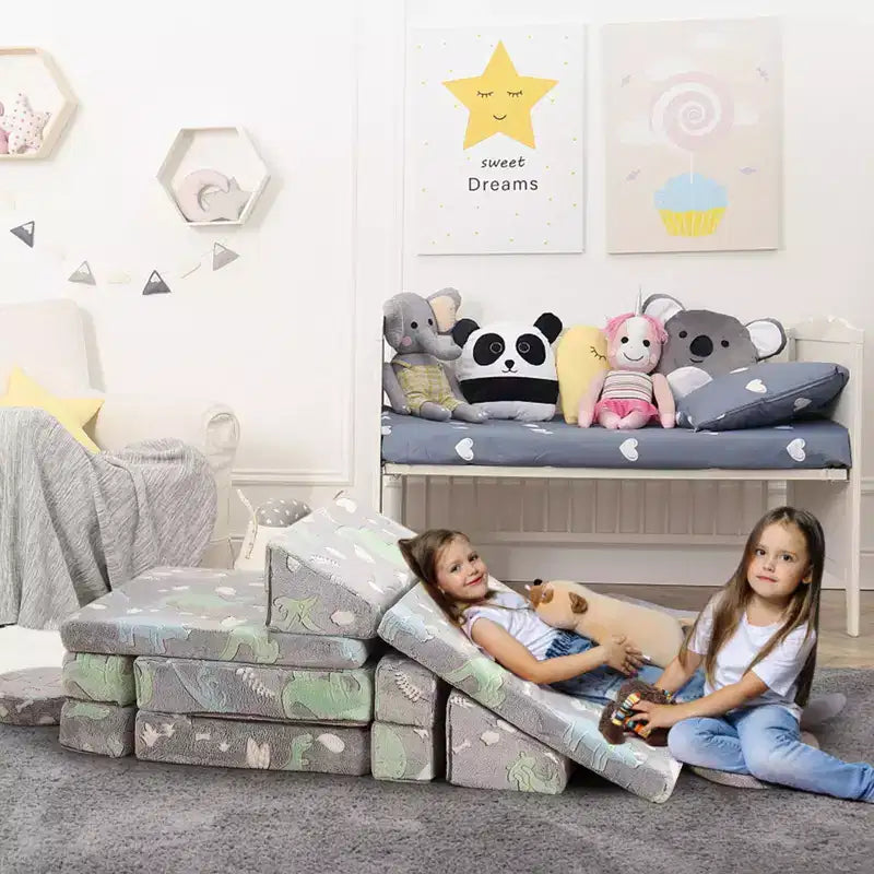 Canapé modulable pour enfants pour salle de jeux, chambre, mobilier imaginatif, canapé pour enfants pour jouer, dormir, pour filles et garçons, gris