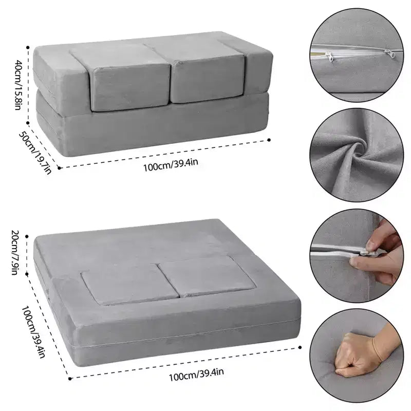 Canapé modulable pour enfants pour salle de jeux, chambre, mobilier imaginatif, canapé pour enfants pour jouer, dormir, pour filles et garçons, gris