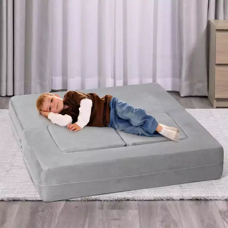 Canapé modulable pour enfants pour salle de jeux, chambre, mobilier imaginatif, canapé pour enfants pour jouer, dormir, pour filles et garçons, gris