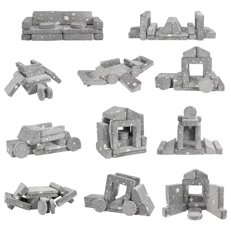 Canapé modulable pour enfants pour salle de jeux, chambre, mobilier imaginatif, canapé pour enfants pour jouer, dormir, pour filles et garçons, gris