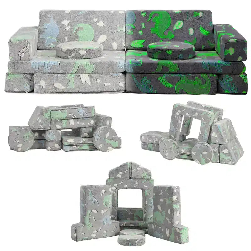 Canapé modulable pour enfants pour salle de jeux, chambre, mobilier imaginatif, canapé pour enfants pour jouer, dormir, pour filles et garçons, gris