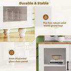 Meuble TV de ferme CLIHOME avec portes en verre trempé pour téléviseurs jusqu'à 70 pouces, buffet polyvalent avec étagères réglables