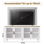 Meuble TV de ferme CLIHOME avec portes en verre trempé pour téléviseurs jusqu'à 70 pouces, buffet polyvalent avec étagères réglables