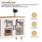 Meuble TV de ferme CLIHOME avec portes en verre trempé pour téléviseurs jusqu'à 70 pouces, buffet polyvalent avec étagères réglables