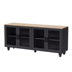 Meuble TV de ferme CLIHOME avec portes en verre trempé pour téléviseurs jusqu'à 70 pouces, buffet polyvalent avec étagères réglables