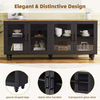 Meuble TV de ferme CLIHOME avec portes en verre trempé pour téléviseurs jusqu'à 70 pouces, buffet polyvalent avec étagères réglables