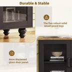 Meuble TV de ferme CLIHOME avec portes en verre trempé pour téléviseurs jusqu'à 70 pouces, buffet polyvalent avec étagères réglables