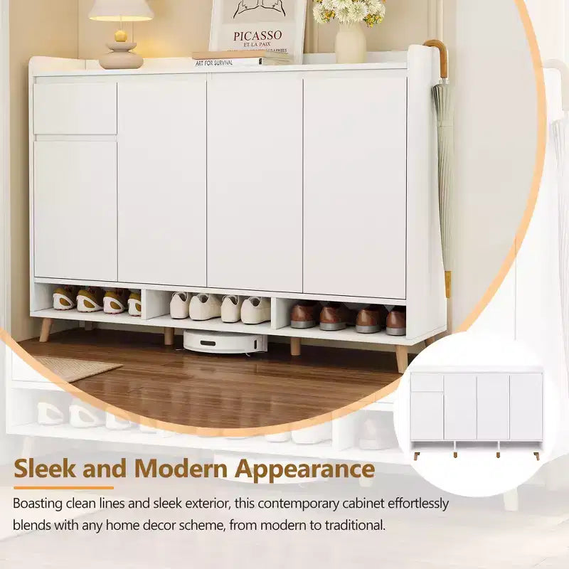 CLIHOME Meuble à chaussures moderne avec étagères réglables, Organiseur de maison minimaliste, Buffet de rangement