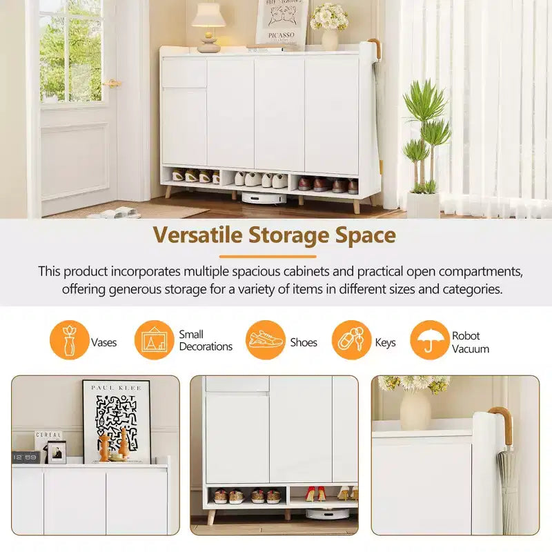 CLIHOME Meuble à chaussures moderne avec étagères réglables, Organiseur de maison minimaliste, Buffet de rangement