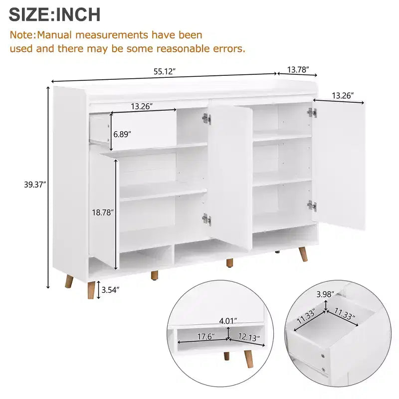 CLIHOME Meuble à chaussures moderne avec étagères réglables, Organiseur de maison minimaliste, Buffet de rangement