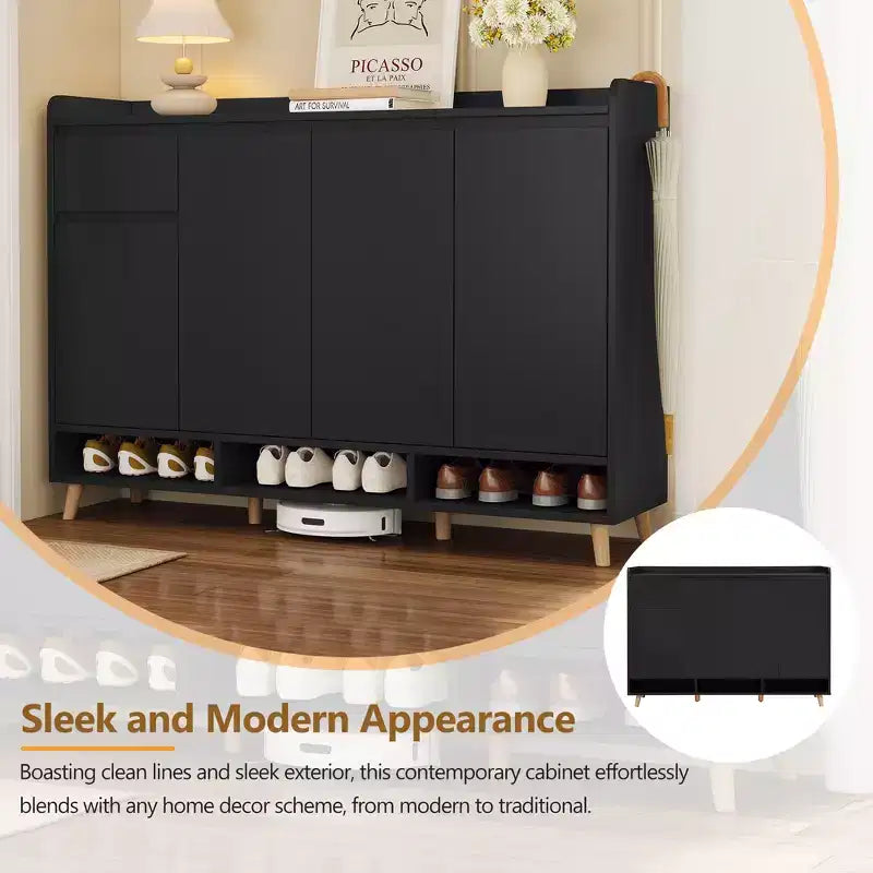 CLIHOME Meuble à chaussures moderne avec étagères réglables, Organiseur de maison minimaliste, Buffet de rangement